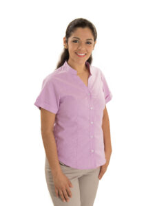 Blusa maga corta cuello Mao para Uniformes Empresariales