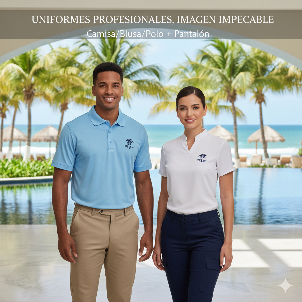 Playeras Polo Dry Fit Dama y Caballero con Bordado de Logotipo para Uniforme de Hoteles